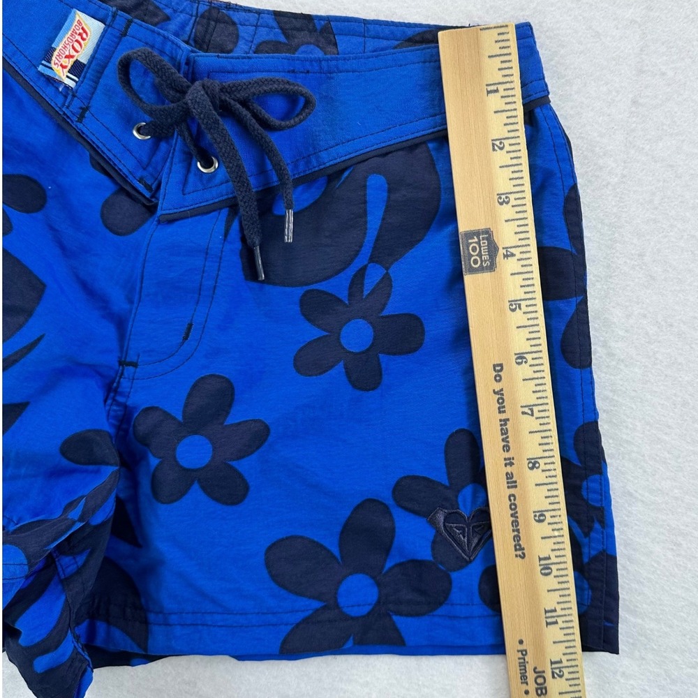 Vintage Roxy Quiksilver Blue Floral Board Shorts Juniors Size 1 Y2K Hibiscus - Picture 11 of 14